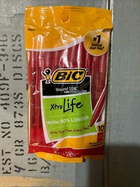 BIC Xtra Life Round Stic Ballpoint Pens - Red, Pack of 10